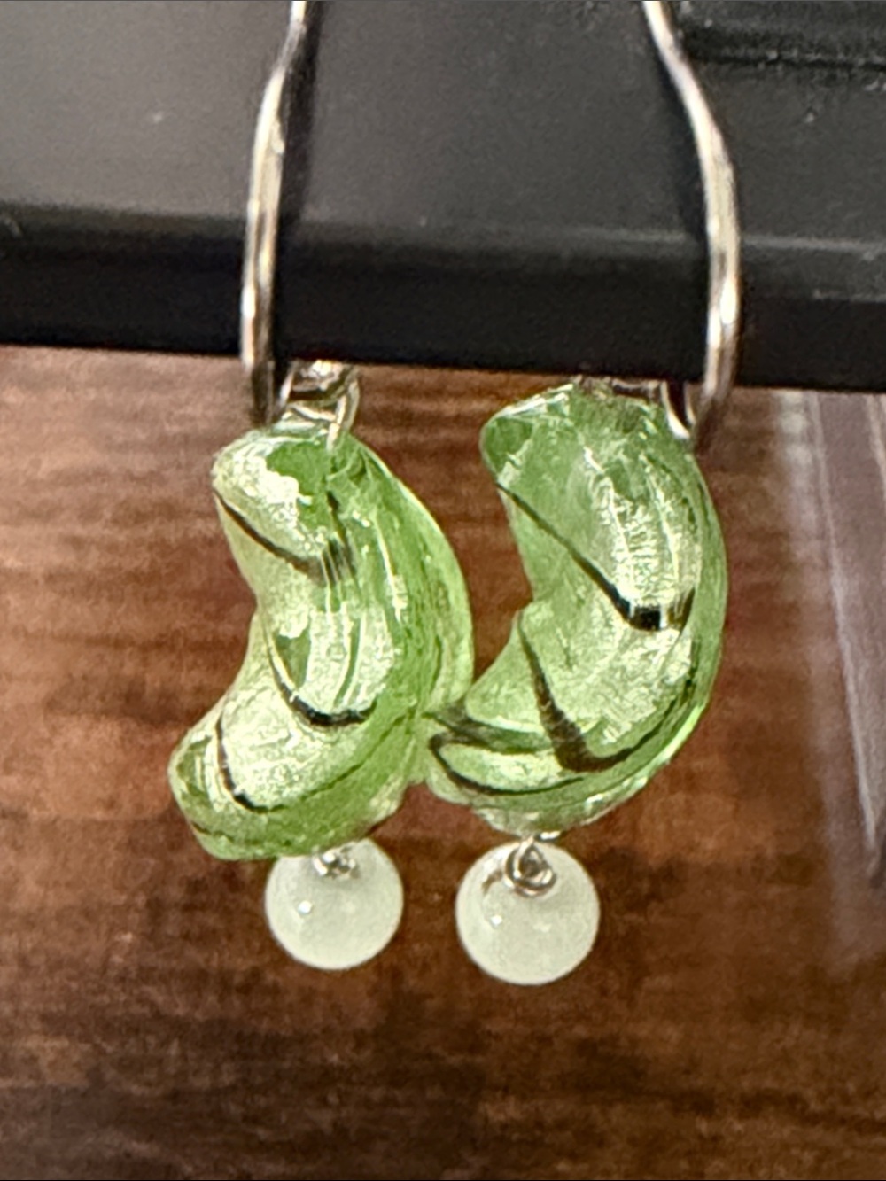 Green Glass Drop Earrings - Women's Jewelry